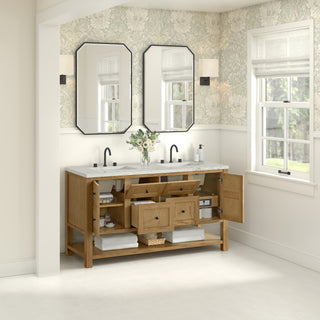 60 Inch Breckenridge Freestanding Vanity in Light Natural Oak / Victorian Silver Top