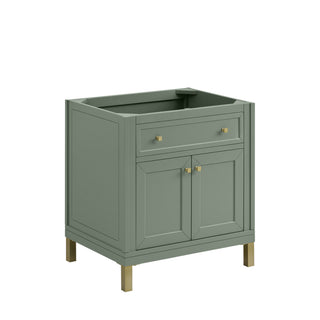 30 Inch Chicago Freestanding Vanity in Smokey Celadon / Carrara White Top