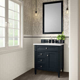 30 Inch Brittany Freestanding Vanity in Black Onyx / White Zeus Top