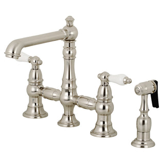 English Country Bridge Kitchen Faucet in Brushed Nickel