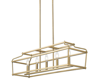 Nellita 34" Wide 5-Light Island - Vintage Brass