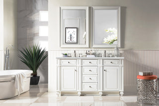 60 Inch Bristol Freestanding Vanity in Bright White / Ethereal Noctis Top