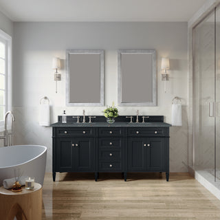 72 Inch Brittany Freestanding Vanity in Black Onyx / Parisien Bleu Top