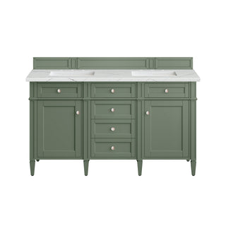 60 Inch Brittany Freestanding Vanity in Smokey Celadon / Ethereal Noctis Top