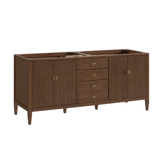 72 Inch Myrrin Freestanding Vanity in Mid-Century Walnut / Victorian Silver Top