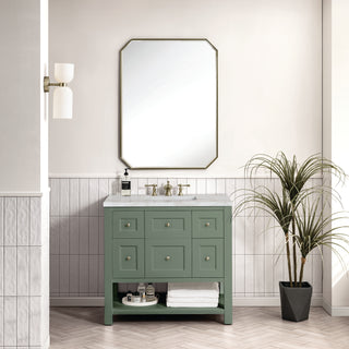 36 Inch Breckenridge Freestanding Vanity in Smokey Celadon / Victorian Silver Top