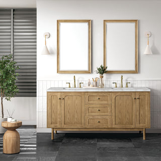 72 Inch Laurent Dual Mount Vanity in Light Natural Oak / Victorian Silver Top