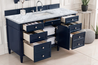60 Inch Brittany Freestanding Vanity in Victory Blue / Carrara White Top