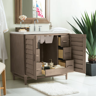 36 Inch Portland Freestanding Vanity in Whitewashed Walnut / Lime Delight Top