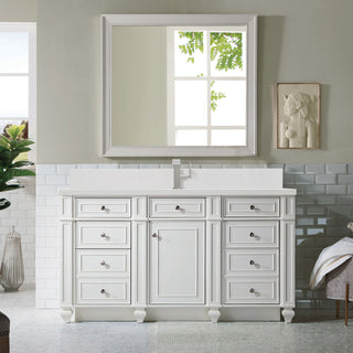 60 Inch Bristol Freestanding Vanity in Bright White / White Zeus Top