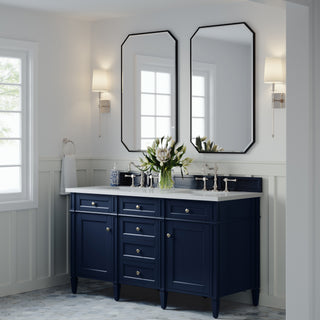 60 Inch Brittany Freestanding Vanity in Victory Blue / White Zeus Top