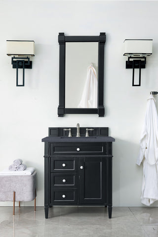 30 Inch Brittany Freestanding Vanity in Black Onyx / Charcoal Soapstone Top