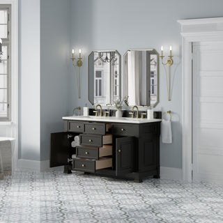 60 Inch Brookfield Freestanding Vanity in Black Onyx / Lime Delight Top