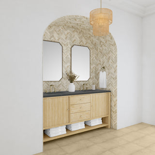 72 Inch Marigot Freestanding Vanity in Sunwashed Oak / Charcoal Soapstone Top