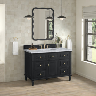 48 Inch Lorelai Freestanding Vanity in Black Onyx / Carrara White Top