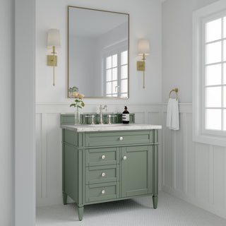 36 Inch Brittany Freestanding Vanity in Smokey Celadon / Eternal Jasmine Pearl Top