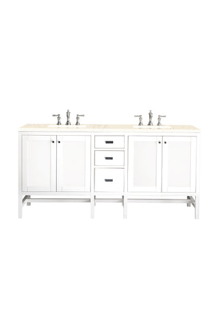 72 Inch Addison Freestanding Vanity in Glossy White / Eternal Marfil Top