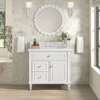 36 Inch Lorelai Freestanding Vanity in Bright White / Arctic Fall Top