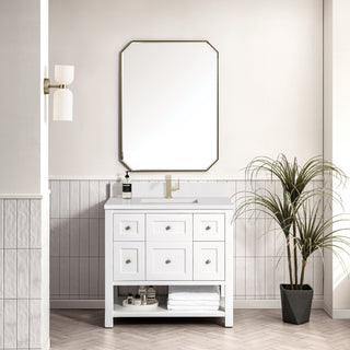 36 Inch Breckenridge Freestanding Vanity in Bright White / White Zeus Top