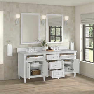 72 Inch Lorelai Freestanding Vanity in Bright White / Victorian Silver Top
