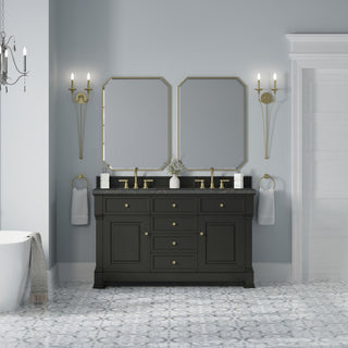 60 Inch Brookfield Freestanding Vanity in Black Onyx / Parisien Bleu Top