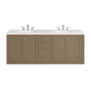 72 Inch Chicago Freestanding Vanity in Walnut Whisper / White Zeus Top
