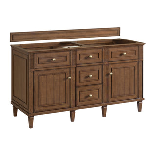 60 Inch Lorelai Freestanding Vanity in Mid-Century Walnut / Eternal Jasmine Pearl Top