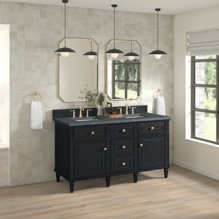 60 Inch Lorelai Freestanding Vanity in Black Onyx / Parisien Bleu Top