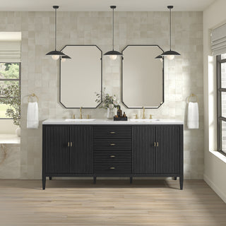 72 Inch Myrrin Freestanding Vanity in Carbon Oak / White Zeus Top