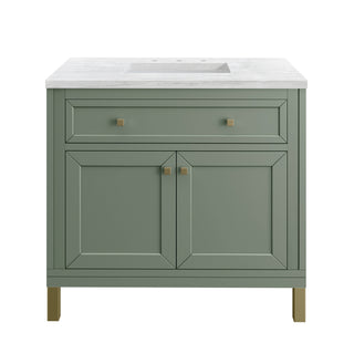 36 Inch Chicago Freestanding Vanity in Smokey Celadon / Arctic Fall Top