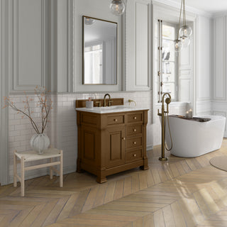 36 Inch Brookfield Freestanding Vanity in Honey Oak / Eternal Jasmine Pearl Top