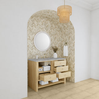 48 Inch Marigot Freestanding Vanity in Sunwashed Oak / Victorian Silver Top