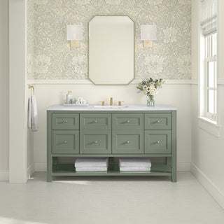 60 Inch Breckenridge Freestanding Vanity in Smokey Celadon / Arctic Fall Top
