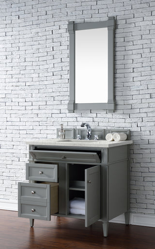 36 Inch Brittany Freestanding Vanity in Urban Gray / Eternal Jasmine Pearl Top