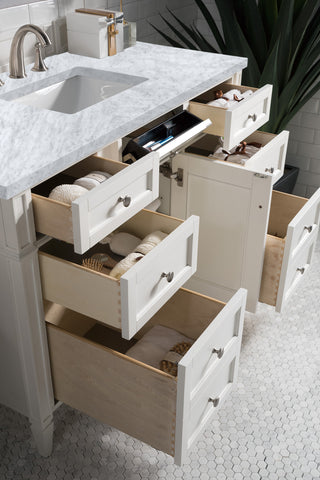 48 Inch Brittany Freestanding Vanity in Bright White / Carrara White Top