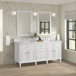 72 Inch Lorelai Freestanding Vanity in Bright White / Arctic Fall Top