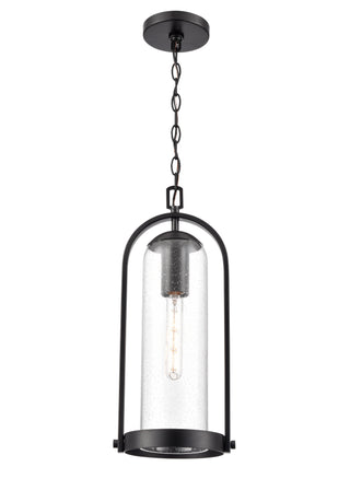 Luxio 8.25" Wide 1-Light Outdoor Hanging Lantern - Powder Coated Black