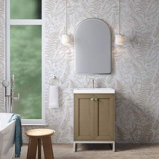 23.63 Inch Chianti Freestanding Vanity in Walnut Whisper / White Glossy Top