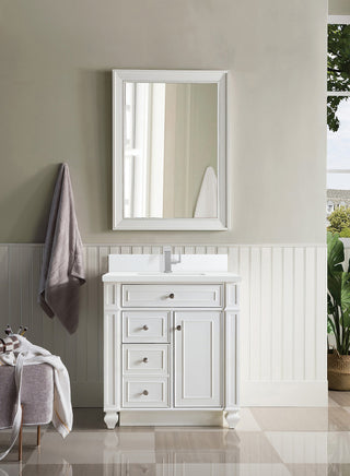 30 Inch Bristol Freestanding Vanity in Bright White / White Zeus Top