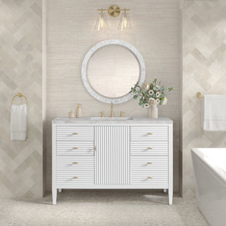 48 Inch Myrrin Freestanding Vanity in Bright White / Victorian Silver Top