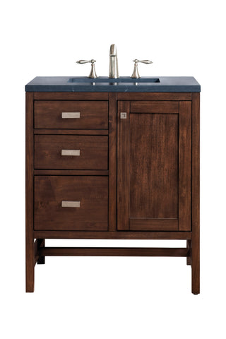 30 Inch Addison Freestanding Vanity in Mid-Century Acacia / Charcoal Soapstone Top