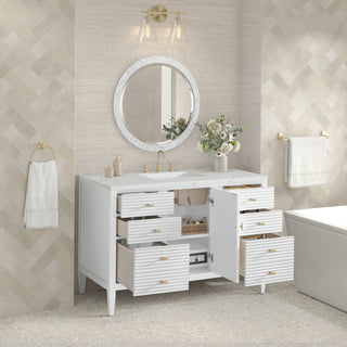 48 Inch Myrrin Freestanding Vanity in Bright White / Ethereal Noctis Top