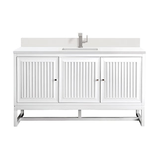 60 Inch Athens Dual Mount Vanity in Glossy White / White Zeus Top