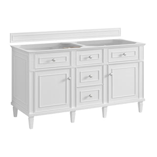60 Inch Lorelai Freestanding Vanity in Bright White / Victorian Silver Top