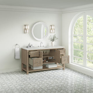 60 Inch Breckenridge Freestanding Vanity in Whitewashed Oak / Lime Delight Top