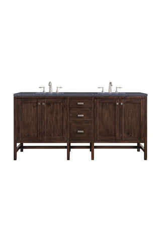 72 Inch Addison Freestanding Vanity in Mid-Century Acacia / Charcoal Soapstone Top