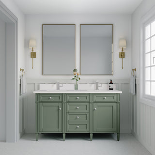 60 Inch Brittany Freestanding Vanity in Smokey Celadon / White Zeus Top