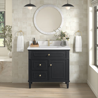 36 Inch Lorelai Freestanding Vanity in Black Onyx / White Zeus Top