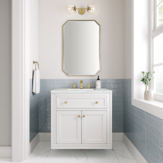 30 Inch Chicago Freestanding Vanity in Glossy White / Ethereal Noctis Top
