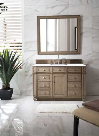 48 Inch Bristol Freestanding Vanity in Whitewashed Walnut / White Zeus Top